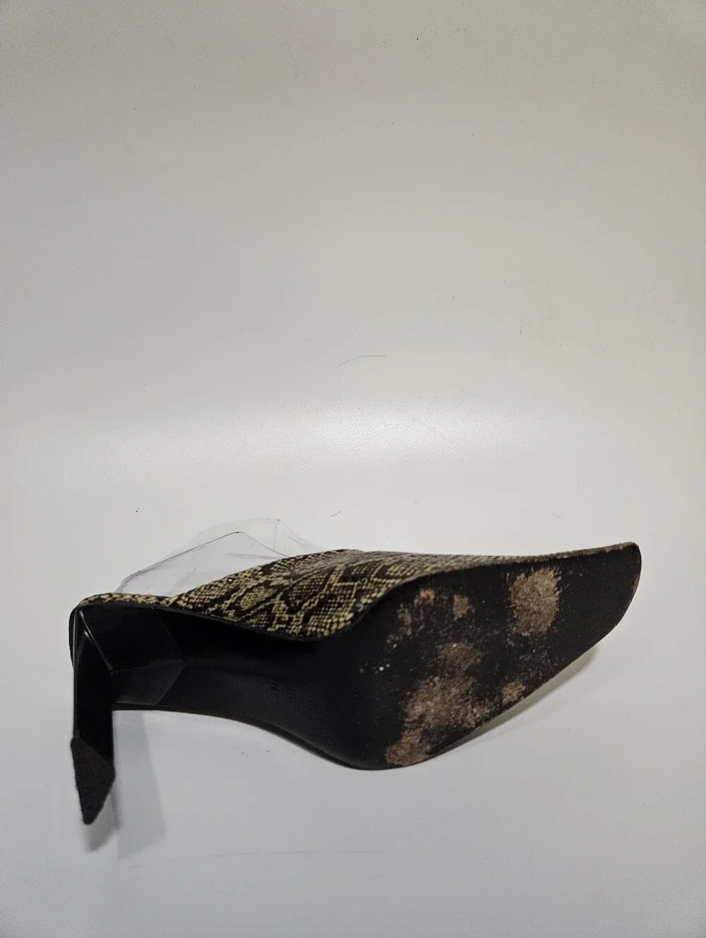 bebe Womens Snakeskin print Pumps 9.5M Block Heel Square Toe made in spain
